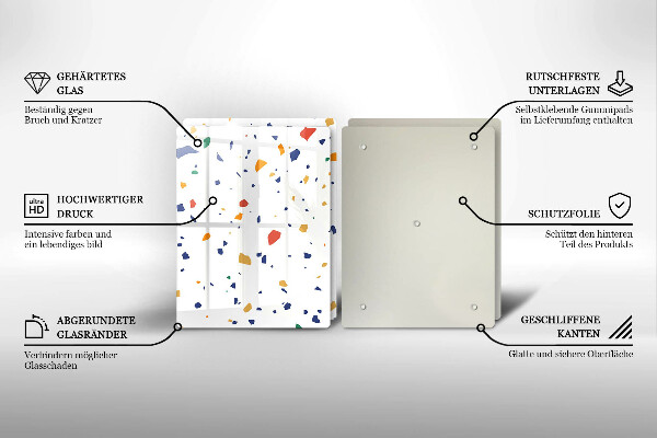 Tábua de corte de vidro Grés colorido