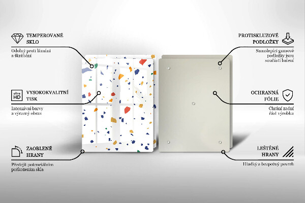 Tábua de corte de vidro Grés colorido