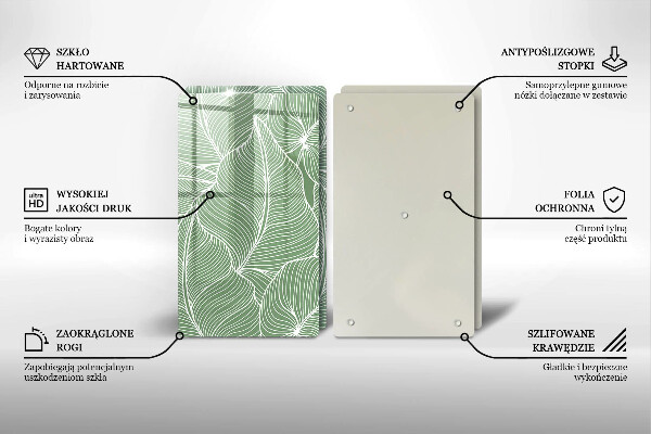 Tábua de cortar de vidro Folhas lineares