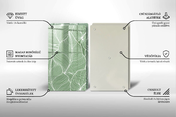 Tábua de cortar de vidro Folhas lineares