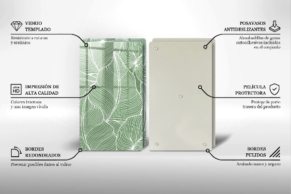 Tábua de cortar de vidro Folhas lineares