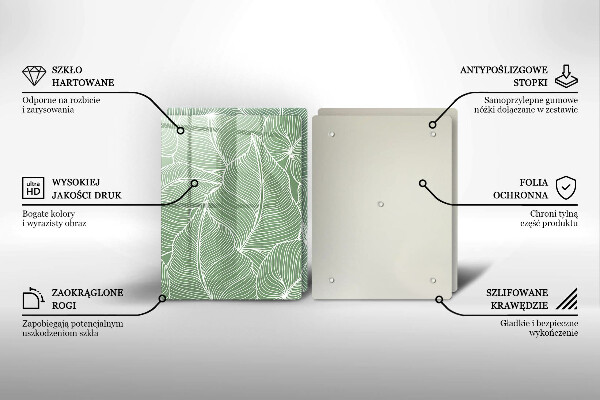 Tábua de cortar de vidro Folhas lineares