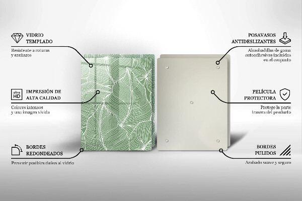 Tábua de cortar de vidro Folhas lineares