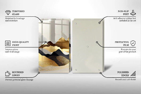 Tábua de cortar alimentos Abstração montanhas douradas