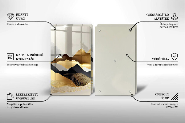 Tábua de cortar alimentos Abstração montanhas douradas