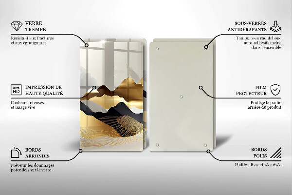 Tábua de cortar alimentos Abstração montanhas douradas