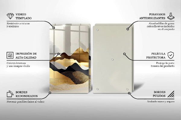 Tábua de cortar alimentos Abstração montanhas douradas