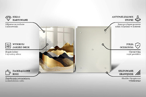 Tábua de cortar alimentos Abstração montanhas douradas