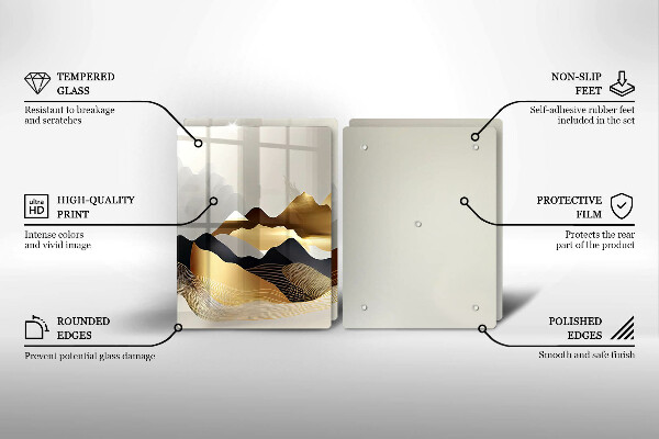 Tábua de cortar alimentos Abstração montanhas douradas