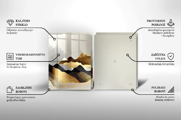 Tábua de cortar alimentos Abstração montanhas douradas