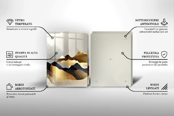 Tábua de cortar alimentos Abstração montanhas douradas