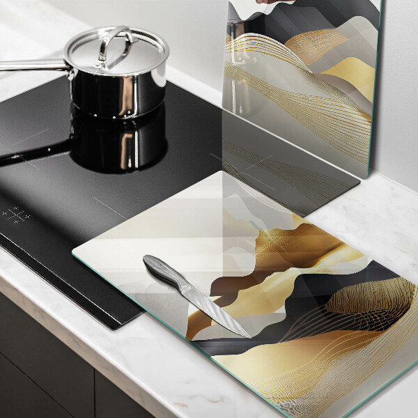 Tábua de cortar alimentos Abstração montanhas douradas