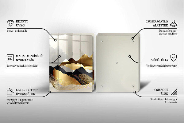 Tábua de cortar alimentos Abstração montanhas douradas