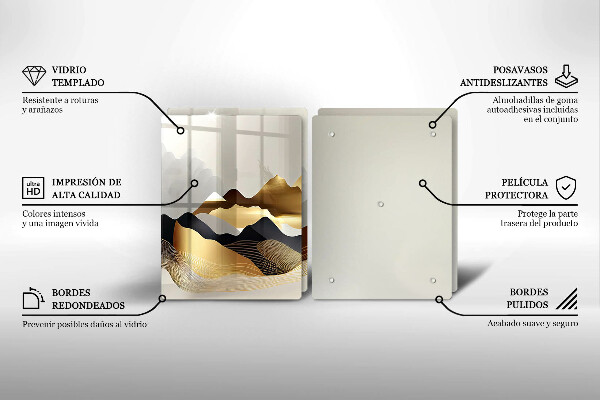 Tábua de cortar alimentos Abstração montanhas douradas