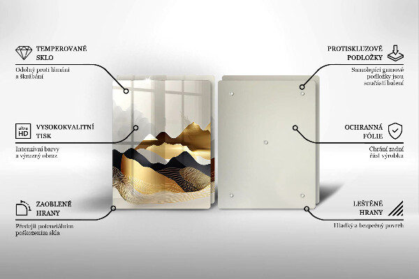 Tábua de cortar alimentos Abstração montanhas douradas