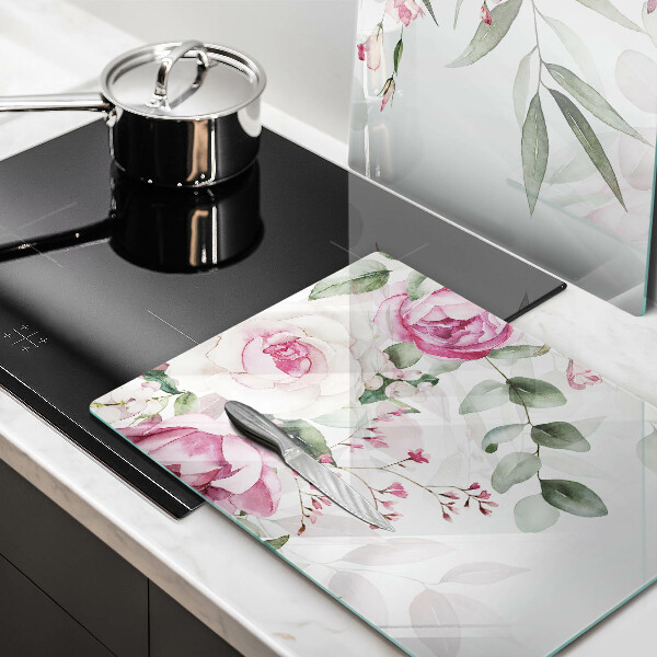 Tábua de vidro Rosas em aquarela