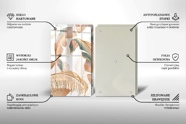 Tábua para cozinha Penas e folhas Boho