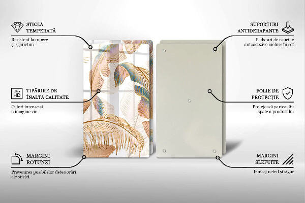 Tábua para cozinha Penas e folhas Boho