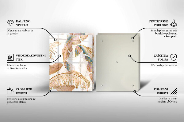 Tábua para cozinha Penas e folhas Boho