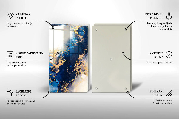 Tábua de corte de vidro Abstração com azul