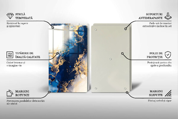 Tábua de corte de vidro Abstração com azul