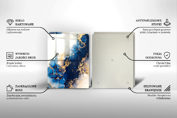 Tábua de corte de vidro Abstração com azul