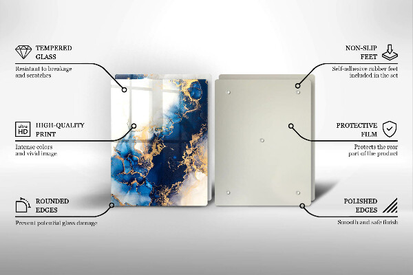 Tábua de corte de vidro Abstração com azul