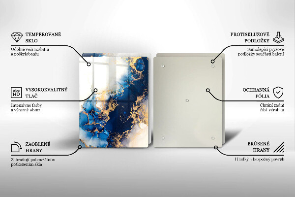 Tábua de corte de vidro Abstração com azul