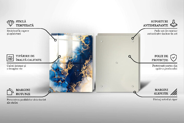 Tábua de corte de vidro Abstração com azul