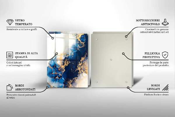 Tábua de corte de vidro Abstração com azul