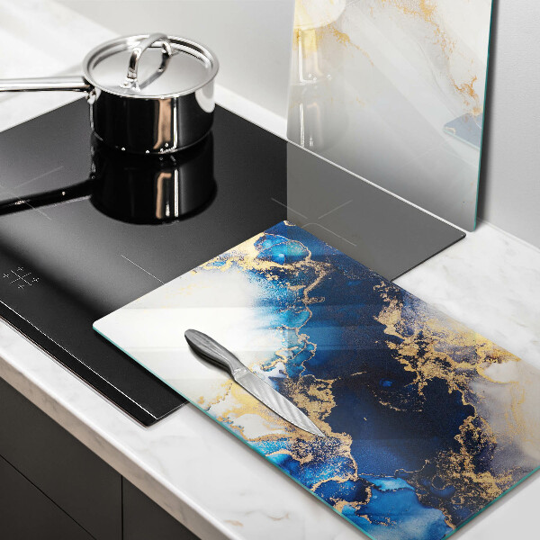 Tábua de corte de vidro Abstração com azul