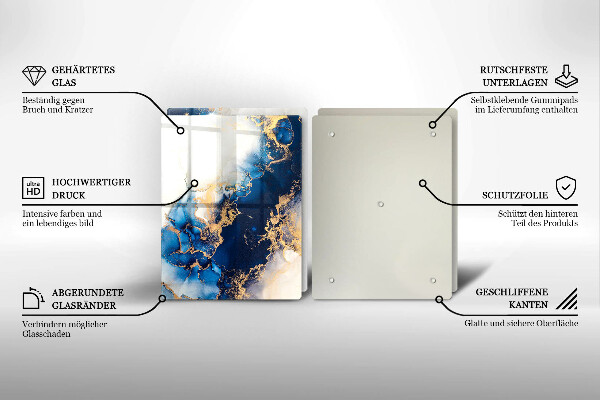 Tábua de corte de vidro Abstração com azul