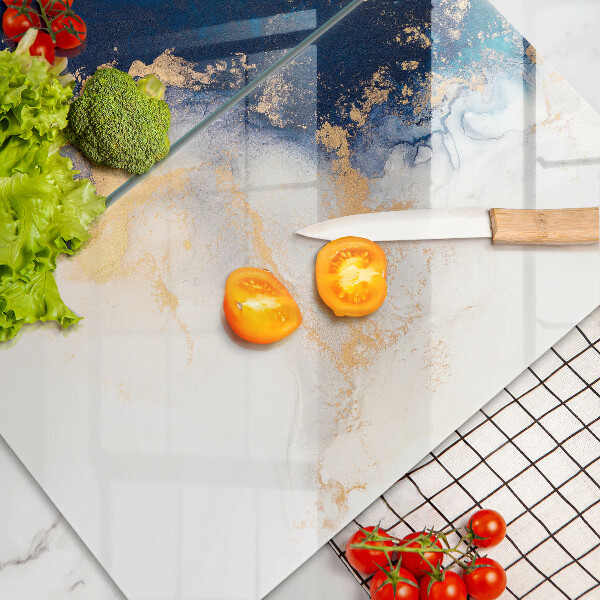 Tábua de corte de vidro Abstração com azul