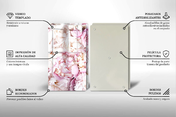 Tábua para cozinha Buquê de peônias