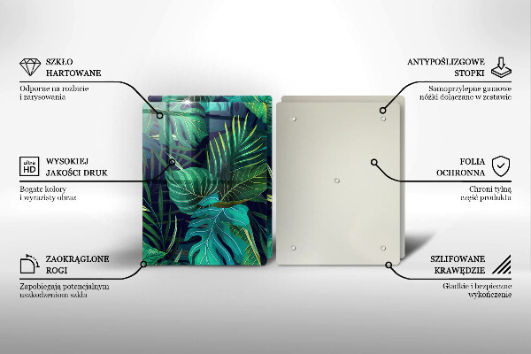 Tábua de cortar de vidro Ilustração de folhas da selva