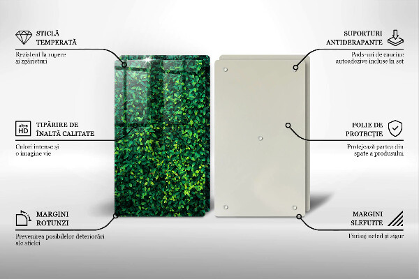 Tábua de corte de vidro Planta com folhas pequenas