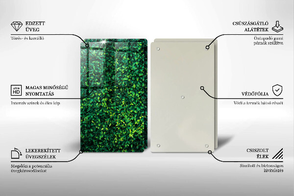 Tábua de corte de vidro Planta com folhas pequenas
