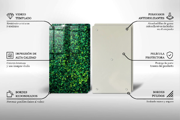 Tábua de corte de vidro Planta com folhas pequenas