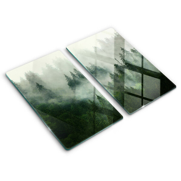 Tábua de corte de vidro Paisagem de floresta enevoada