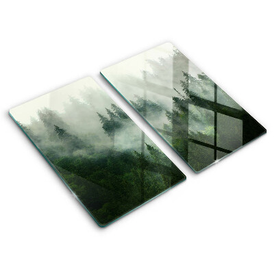 Tábua de corte de vidro Paisagem de floresta enevoada