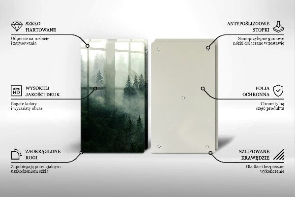 Tábua de corte de vidro Paisagem de floresta enevoada