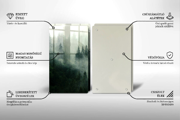 Tábua de corte de vidro Paisagem de floresta enevoada