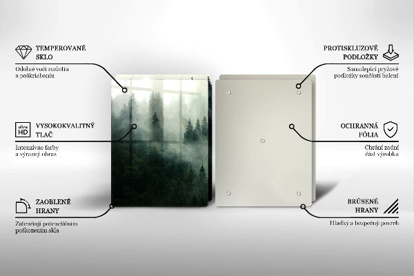 Tábua de corte de vidro Paisagem de floresta enevoada