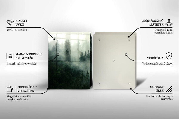 Tábua de corte de vidro Paisagem de floresta enevoada