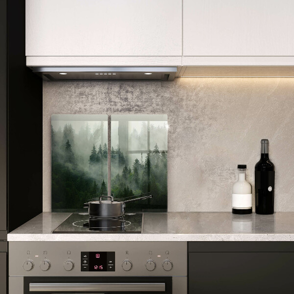 Tábua de corte de vidro Paisagem de floresta enevoada