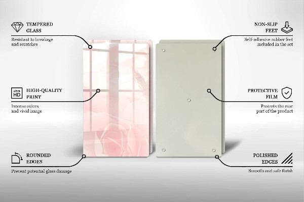 Tábua de cortar de vidro Fundo de rosas pastel