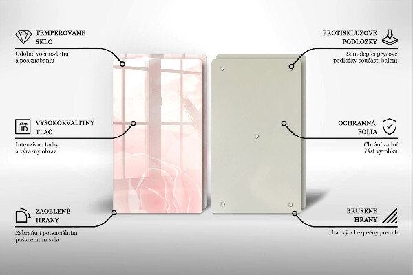 Tábua de cortar de vidro Fundo de rosas pastel