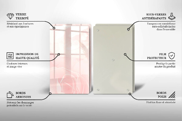 Tábua de cortar de vidro Fundo de rosas pastel