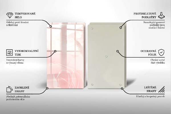 Tábua de cortar de vidro Fundo de rosas pastel