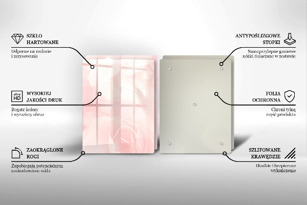 Tábua de cortar de vidro Fundo de rosas pastel